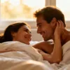 A couple lying in bed after a sexual experience