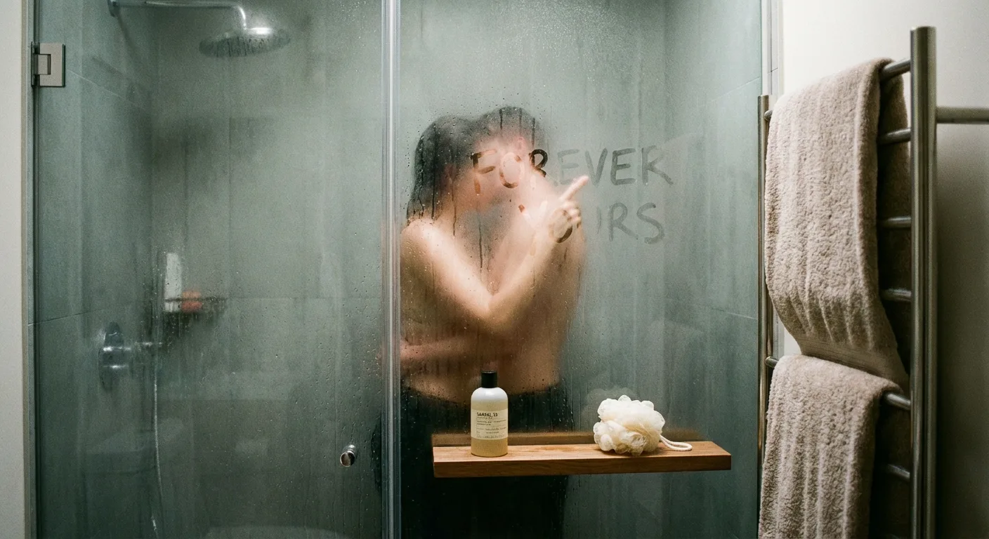 Create an image which implies sexy time in the shower or bath with your partner to fall in line with the post text.